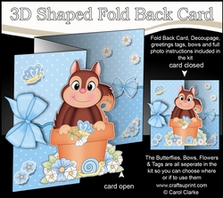 3D Shaped No-Hole Fold Back Card Kit - Flowerpot Friends - Cute Little Squirrel Scamp