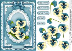 A5 Pansy, Lace and Pearls Quick Card with 3D Decoupage