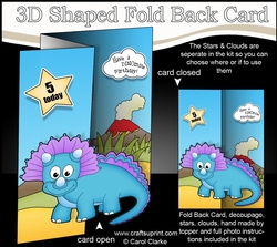 3D Shaped No-Hole Fold Back Mini Kit - Cute Little Dinosaur Riposaur