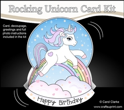 3D Shaped Rocking Card Mini Kit - Cute Little Unicorn Magic