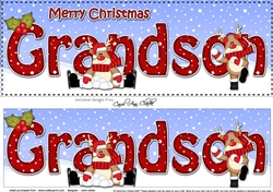 Large DL Merry Christmas GRANDSON 3D decoupage 