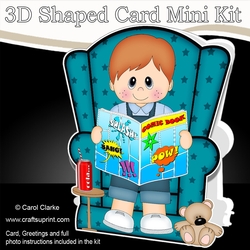 3D Shaped Card Kit - Toddler Boy reads a Comic