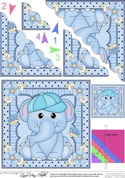 Cute Little Elephant Scalloped Corner Stacker