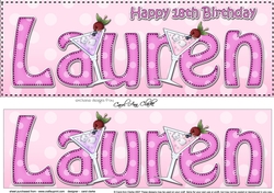 Large DL Happy 18th Birthday LAUREN 3D decoupage