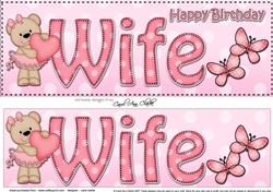 Large DL Happy Birthday WIFE 3D decoupage