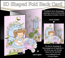 3D Shaped No-Hole Fold Back Mini Kit - Country Cottage Girlz Liz has a Wheelbarrow filled with Flowers