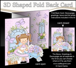 3D Shaped No-Hole Fold Back Mini Kit - Country Cottage Girlz Liz has a Wheelbarrow filled with Flowers