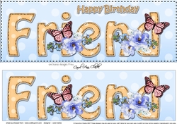 Large DL Happy Birthday FRIEND 3D decoupage