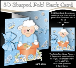 3D Shaped No-Hole Fold Back Card Kit - Flowerpot Friends - Cute Little Laurie Lamb