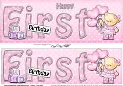 Large DL HAPPY FIRST BIRTHDAY 3D decoupage