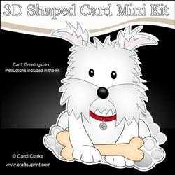 3D Shaped Card  Kit - Little Westie Dog Jock