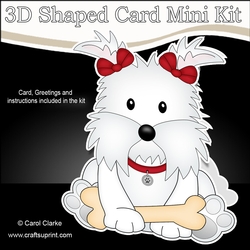 3D Shaped Card Kit - Little Westie Dog Jess