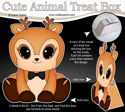 3D Cute Animal Treat Box Gift Set Mini Kit - Cute Little Raindeer Snuggles