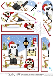 Christmas Panda is at the North Pole Fan Pyramage Topper