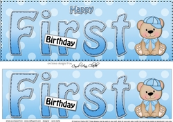 Large DL HAPPY FIRST BIRTHDAY 3D decoupage