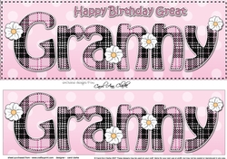 Large DL Happy Birthday GREAT GRANNY 3D decoupage
