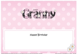 Large DL Happy Birthday GREAT GRANNY insert