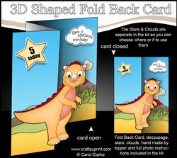 3D Shaped No-Hole Fold Back Mini Kit - Cute Little Dinosaur Longfang