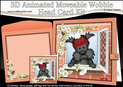 3D Animated Moveable Wobble Head Card Kit - Through the Window Hamish Scottie Dog
