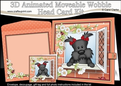 3D Animated Moveable Wobble Head Card Kit - Through the Window Maisie Scottie Dog