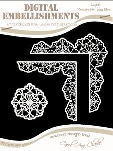 Snowflake Lace Corners and Medallions Digital Embellishments
