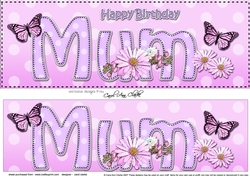 Large DL Happy Birthday MUM 3D decoupage