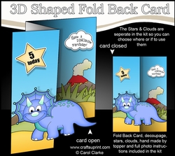 3D Shaped No-Hole Fold Back Mini Kit - Cute Little Dinosaur Deviant