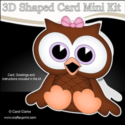 3D Shaped Card Kit - Cute Little Olive Owl