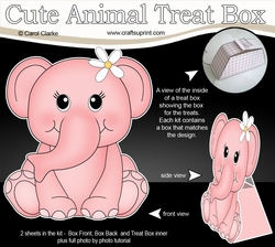 3D Cute Animal Treat Box Gift Set Mini Kit - Cute Little Lola Elephant