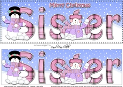 Large DL Merry Christmas SISTER 3D decoupage 