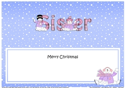 Large DL Merry Christmas SISTER insert