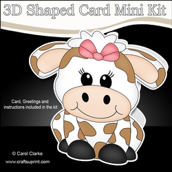 3D Shaped Card Kit - Cute Little Milly Moo Cow