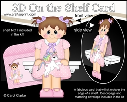 3D On the Shelf Card Kit - Little Toddler Kaitlyn has a Toy Unicorn