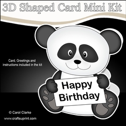 3D Shaped Card  Kit - Cute Little Panda Min Min