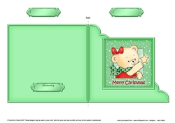 Cute Hunney Bear Rosie has a Christmas Star - Cut and Fold Corner Card 