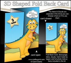 3D Shaped No-Hole Fold Back Mini Kit - Cute Little Dinosaur Lizzy
