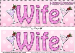 Large DL Happy Birthday WIFE 3D decoupage
