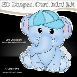 3D Shaped Card Kit - Cute Little Levi Elephant