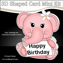 3D Shaped Card Kit - Cute Little Lola Elephant