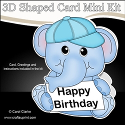 3D Shaped Card Kit - Cute Little Levi Elephant