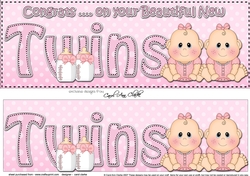 Large DL CONGRATULATIONS ... ON YOUR BEAUTIFUL TWINS 3D decoupage