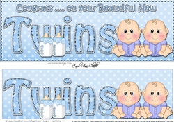 Large DL CONGRATULATIONS ... ON YOUR BEAUTIFUL TWINS 3D decoupage