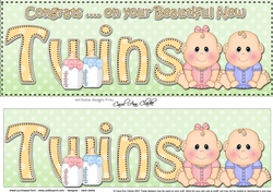 Large DL CONGRATULATIONS ... ON YOUR BEAUTIFUL TWINS 3D decoupage