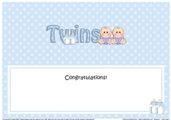 Large DL CONGRATULATIONS ... ON YOUR BEAUTIFUL TWINS insert