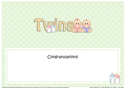 Large DL CONGRATULATIONS ... ON YOUR BEAUTIFUL TWINS insert