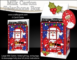 3D Christmas Phone Box Milk Carton Treat Box - Santa