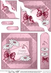 Daisies on metallic lace  - Wavey Corner Stacker