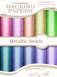 'metallic Swirls Embossed' Backing Papers Kit