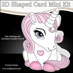 3D Shaped Card Mini Kit - Cute Little Unicorn Sparkle