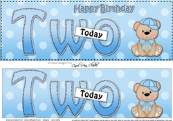 Large DL Happy Birthday TWO TODAY 3D decoupage